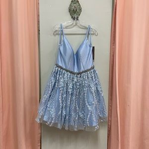 Mac Duggal Light Blue Floral Dress